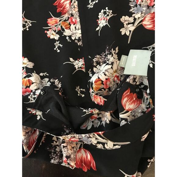 Anthropologie Maeve Hidra Black Motif 100% Silk Blouse - Medium - Picture 5 of 10